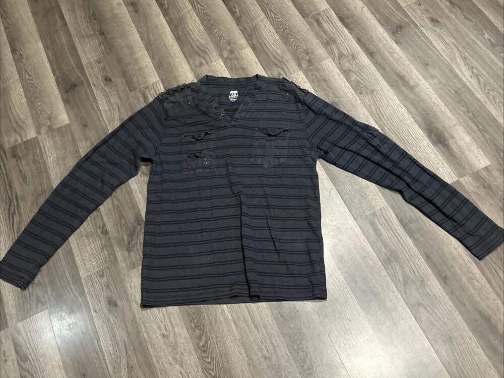 Men’s Vintage RT 66 Large Blue Striped Long Sleeve Shirt